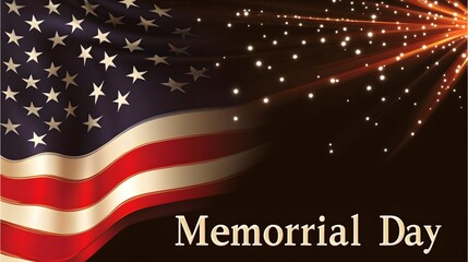 Obraz premium Memorial Day Reflections American Flag and Fireworks in a Solemn Celebration