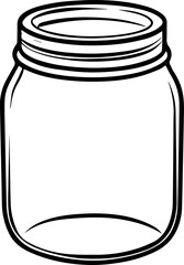 glass mason jar outline vector illustration line art coloring book page