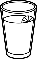 glass with lemon juice outline vector illustration line art coloring book page