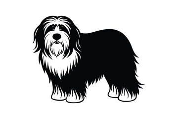 Silhouette art illustration of an Old English Sheepdog.eps