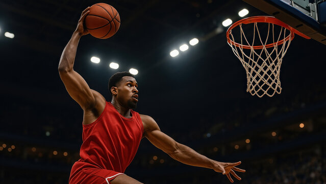 Dynamic basketball slam dunk