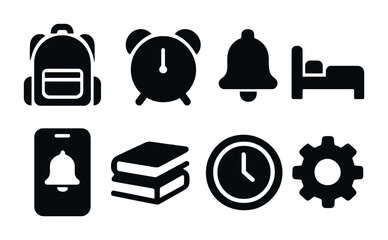 School and education solid icons set – filled, academic and learning symbols collection