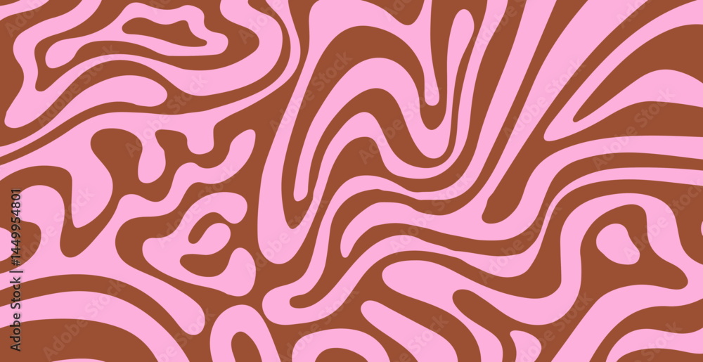 Poster Abstract vector illustration with wavy, curved pink and red lines forming a dynamic, fluid pattern. The design creates a hypnotic, optical illusion effect, ideal for modern digital print in Y2K style.
