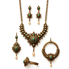 Royal Bridal Jewelry Set with Pearls and Kundan Work"