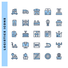 25 Logistics Two Color icons pack. vector illustration.
