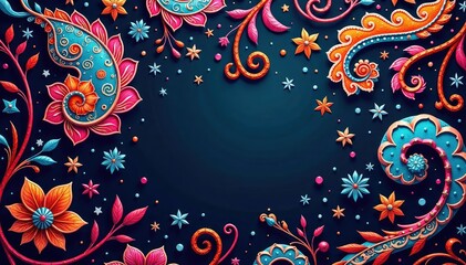 Intricate swirling paisley motifs in rich jewel tones, luxury, floral, print