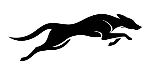 Black Silhouette of a Greyhound Dog Running at Full Speed in an Abstract Motion Illustration Vector Illustration