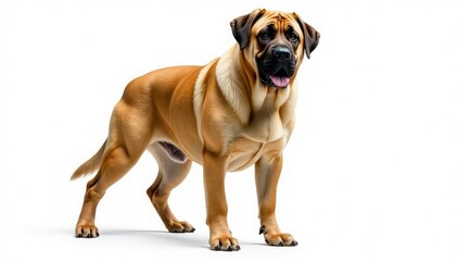 Obraz premium Majestic Mastiff, powerful stance, white background, giant, coat, dog breed