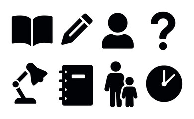Education and learning solid icons set &ndash; filled, academic and teaching symbols collection