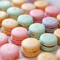 Fototapeta premium Pastel Macarons: Delicate French Delights