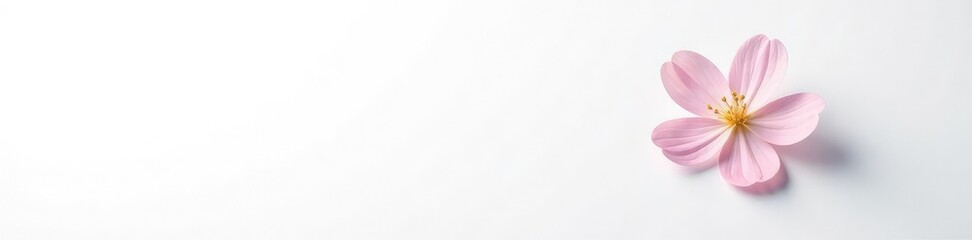 Fototapeta premium Small delicate flower against white background, delicate petals, flower details, small blooms