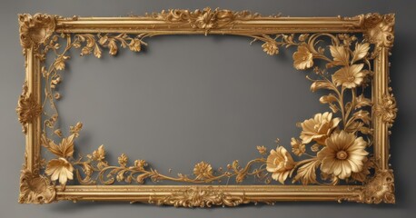 Classic gold frame with swirling scrolls and delicate floral motifs , filigree, vine