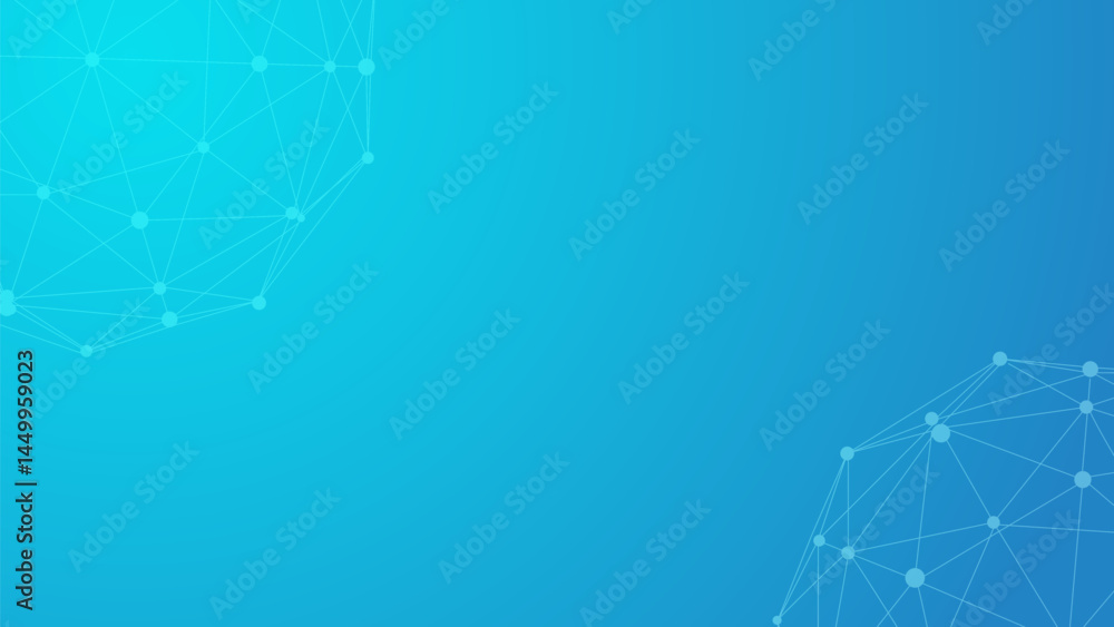 Poster Technology blue background. Dots connected by lines. Abstract wave. Minimalist mesh. Abstract polygonal shape.