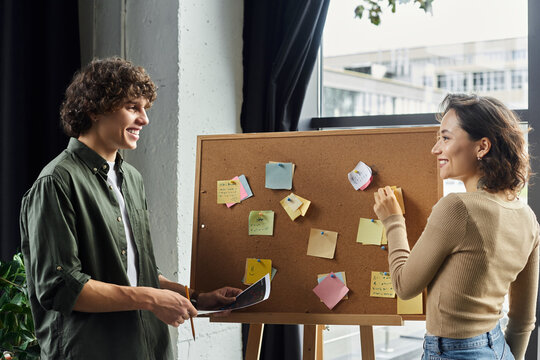 Engaging collaboration between colleagues in a modern office with creative brainstorming activities