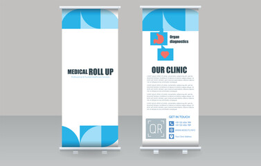 Roll up banner, medical. Vector graphics Editable image