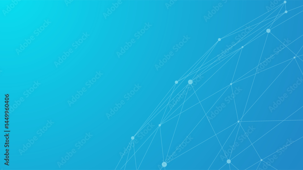Aufkleber Technology blue background. Dots connected by lines. Abstract wave. Minimalist mesh. Abstract polygonal shape.