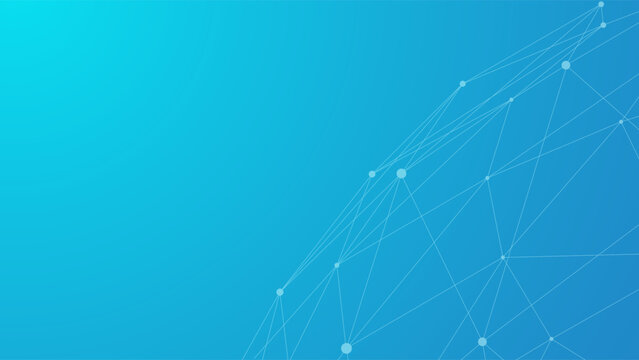 Technology blue background. Dots connected by lines. Abstract wave. Minimalist mesh. Abstract polygonal shape.