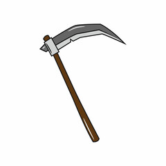 Wooden scythe halloween props template. Halloween icon vector illustration
