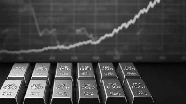 Investing in silver bullion bars financial market stock image business environment top view