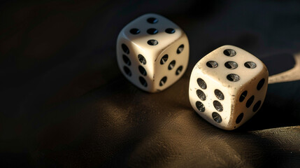Reflections of Fortune: Two Dice Stand on a Watery Plane, Suggesting Games of Chance, the Dance Between Risk and Reward, and the Anticipation of What the Future Holds.