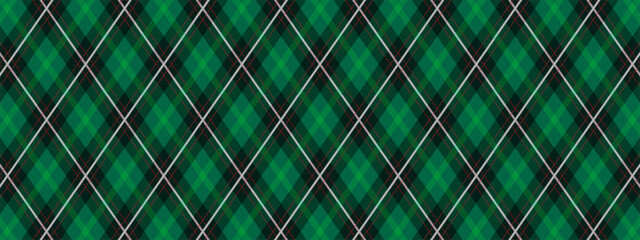 Argyle Vector Pattern. Christmas Background. Golf Textile Print. Emerald Diamonds with Gold Accent Lines. Seamless Pattern Tile.