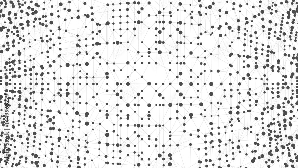 Aufkleber Dots connected by lines. Abstract wave. Minimalist mesh. Abstract polygonal shape.