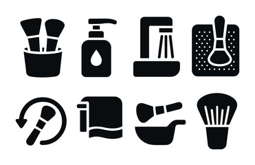 Beauty and cosmetic silhouette icons set – makeup, skincare, and grooming symbols