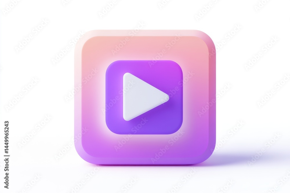 Poster an icon design of a video player depicted against a plain background. the design features play, paus