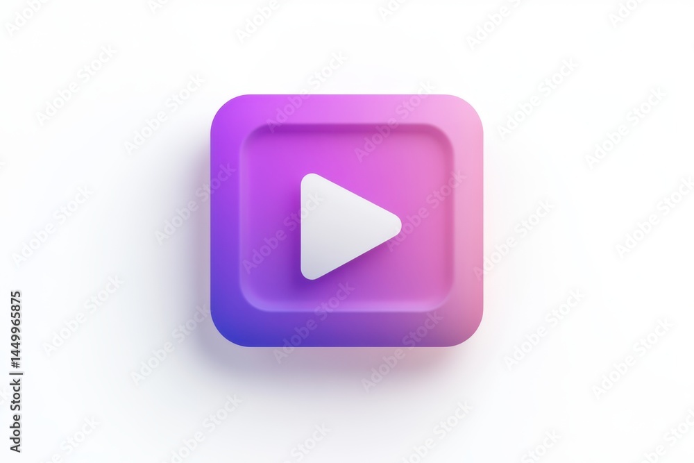 Poster a video player icon with a minimalist design displayed on a smartphone screen.