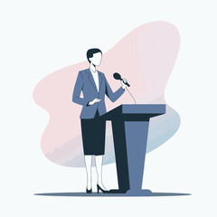businessman spoken in podium design flat illustration