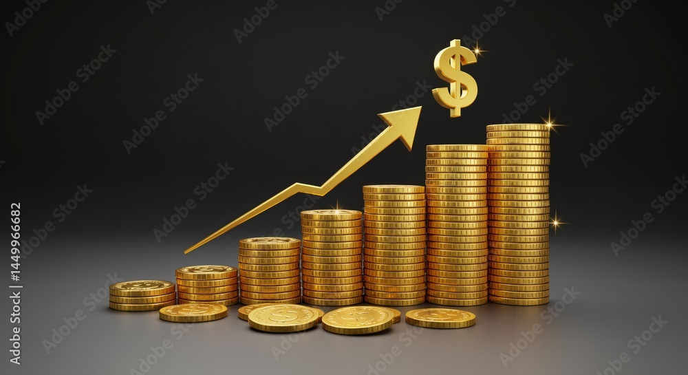 Poster an abundance of wealth: a visual representation of financial growth and prosperity through stacked g