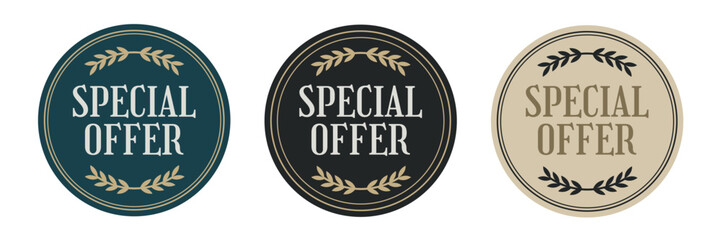 Special offer – vintage style sticker set in green, black, and beige