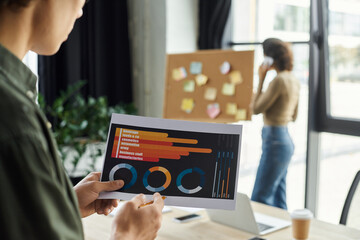 Work dedication and focus in a modern office during a collaborative meeting session