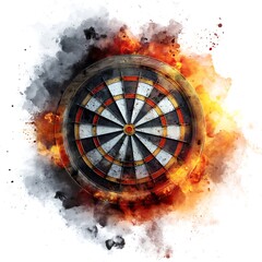 Fiery Dartboard A Grungy, Burning Dartboard Image.