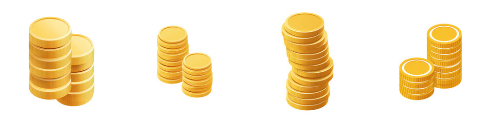 Stacks of shiny golden coins representing wealth and finance