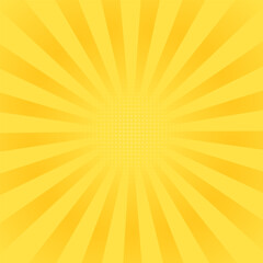 Fototapeta premium Yellow banner with Sun rays, lines background, light