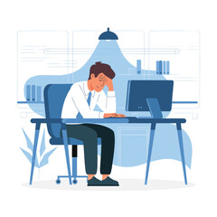 Fototapeta premium Businessman stressed and upset with his work illustration on office background