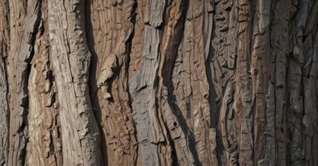 Obraz premium Rough tree bark texture, earthy browns and grays, botanical, macro