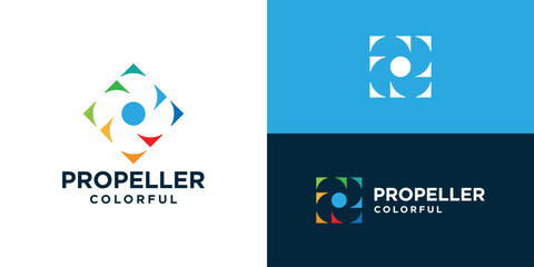 Abstract propeller colorful logo template. Fan logo design vector illustration. © Hi_std