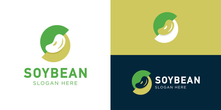 Creative simple soybean logo template. Abstract letter S and soy bean logo design vector illustration.