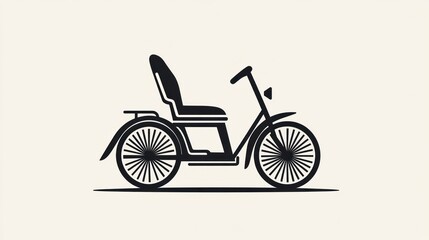 Fototapeta premium Vintage Bicycle-style Rickshaw, Side View, Illustration, Graphic Design