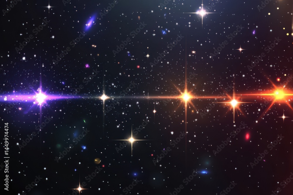 Poster an abstract image showcasing glowing light effects and stars, creating a unique and ethereal visual 