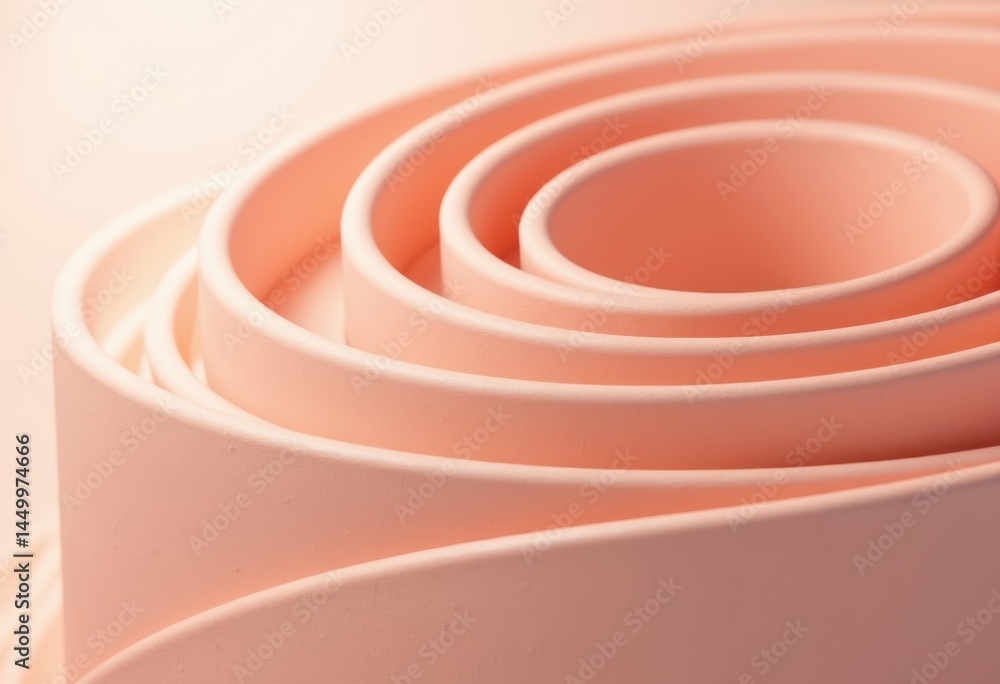 Poster soft pink spirals of smooth material create a calming visual effect
