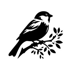 Bird Silhouette with Olive Branch on Perch