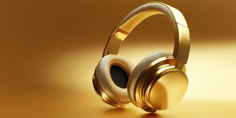 a pair of golden headphones on a golden background 