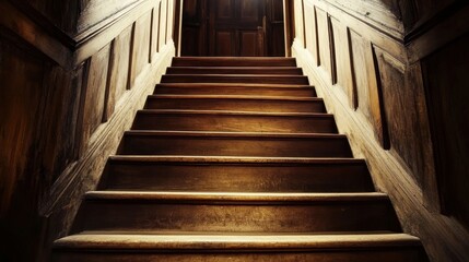 old wooden staircase leading upwards
