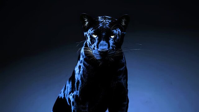 Powerful black panther illuminated by blue light evokes strength mystery wild nature leadership independence fits wildlife power animal symbolism luxury nocturnal