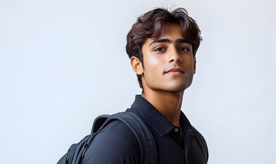 Indian student with laptop showing confidence, digital learning, and modern education in culturally rich setting
