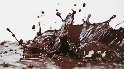 
A Cascade of Chocolate Delight: Rich, Dark Chocolate Frozen Mid-Splash, Creating a Visually Stunning and Mouthwatering Display of Decadence.