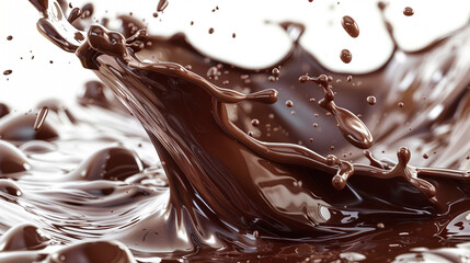 
A Cascade of Chocolate Delight: Rich, Dark Chocolate Frozen Mid-Splash, Creating a Visually Stunning and Mouthwatering Display of Decadence.